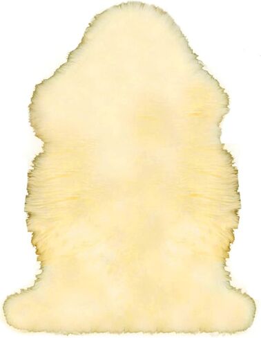 سجادة جلد الغنم الأصلية NGF سجادة من جلد الخراف المنفوش الطبيعي الفاخر لغرفة النوم المنزلية ديكو 2.5 قدم × 1.5 قدم (سجادة عاجية) in Kuwait
