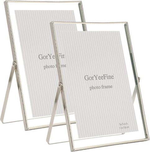 Gold Floating Picture Frame 7x5'' Set of 2(Horizontal) for Picture 5x3.5'',6x4'' Floating photo.Tabletop Frames 5x7'' double glass,Classy Wedding frames 5x7'' and Premium Present Frame for Holidays in Saudi Arabia