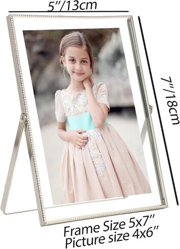 Gold Floating Picture Frame 7x5'' Set of 2(Horizontal) for Picture 5x3.5'',6x4'' Floating photo.Tabletop Frames 5x7'' double glass,Classy Wedding frames 5x7'' and Premium Present Frame for Holidays in Saudi Arabia