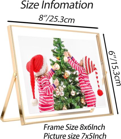 إطار صورة عائم ذهبي مقاس 7 × 5 بوصة مجموعة من 2 (أفقيًا) للصور مقاس 5 × 3.5 بوصة و6 × 4 بوصة. إطارات سطح الطاولة زجاج مزدوج 5 × 7 بوصة، وإطارات زفاف أنيقة مقاس 5 × 7 بوصة وإطار هدية ممتاز للعطلات in Kuwait