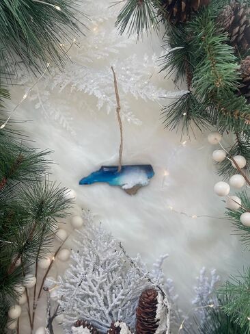 Christmas Beach Ornament, State Shaped Decoration, Ocean Resin Art, Unique Christmas Gift Idea (Florida) in Saudi Arabia