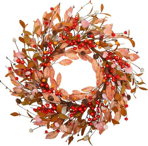 VGIA 18 Inch Fall Wreath Autumn Door Wreath Fall Decorations with Artificial Grain Wreath Wheat Ears Wreath for Fall Decor for Autumn Harvest Home Wall Festival in Saudi Arabia