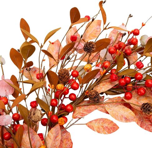 VGIA 18 Inch Fall Wreath Autumn Door Wreath Fall Decorations with Artificial Grain Wreath Wheat Ears Wreath for Fall Decor for Autumn Harvest Home Wall Festival in Saudi Arabia