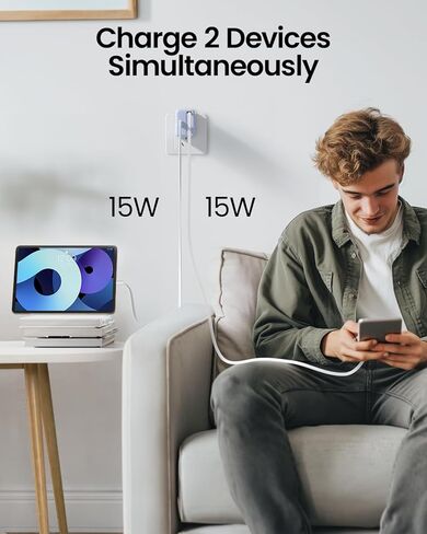 شاحن حائط USB C قابل للسحب، شاحن محمول iPhone 15 سريع بقدرة 20 وات مع كابل USB C قابل للسحب ومنفذ USB C لهاتف iPhone 15/15 Pro/15 Pro Max/iPad Pro/MacBook والمزيد - أبيض in Kuwait