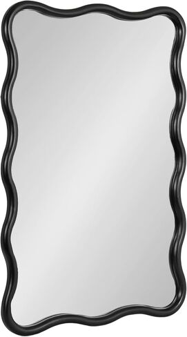 Kate and Laurel Talma Modern Scalloped Rectangle Wall Mirror, 24 x 36, Natural Wood, Rectangular Wavy Mirror for Use as Bathroom Mirror for Over Sink or Cute Nursery Mirror in Saudi Arabia