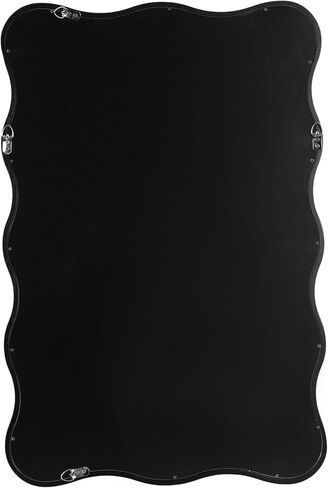 Kate and Laurel Talma Modern Scalloped Rectangle Wall Mirror, 24 x 36, Natural Wood, Rectangular Wavy Mirror for Use as Bathroom Mirror for Over Sink or Cute Nursery Mirror in Saudi Arabia