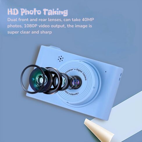كاميرا رقمية، كاميرا FHD 1080P 40 ميجابكسل للتصوير الفوتوغرافي، كاميرا رقمية تكبير 8X وكاميرا صغيرة الحجم مضادة للاهتزاز للمراهقين والأولاد والبنات (أبيض) in Kuwait