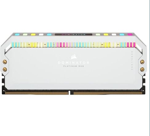 كورسير ذاكرة كمبيوتر مكتبي بلاتينيوم RGB DDR5 64GB (2×32GB) 5200MHz C40 انتل (تنظيم الجهد الداخلي، تبريد كورسير دي اتش اكس حاصل على براءة اختراع، 12 مصباح LED كابيليكس RGB فائق السطوع) ابيض in Kuwait