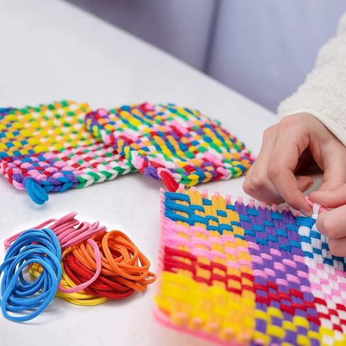 Allazone Small Darning Weaving Loom Darning Loom, 14 Hooks Type Weave Tool Small Weaving Loom Machine with 50 Color Darning Threads for DIY Artful Patterns, Repair Clothes in Kuwait