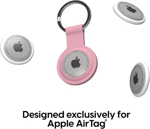 TALK WORKS AirTag Cases 4-Pack - Basic Silicone AirTag Holder Keychain - Protective Cover for Apple AirTags for Luggage Finder, Locating Keys, Pet Collar Tracker, and More - Pink, White, Black, Navy in Kuwait
