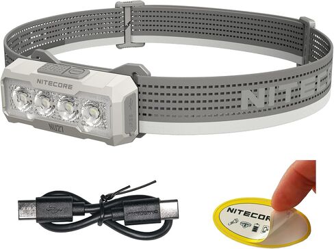 Nitecore NU27 600 Lumens مصباح أمامي للتخييم والجري، USB-C قابل لإعادة الشحن مع أضواء بيضاء دافئة ومحايدة وباردة، ضوء أحمر، بما في ذلك ملصق Nitecore in Saudi Arabia