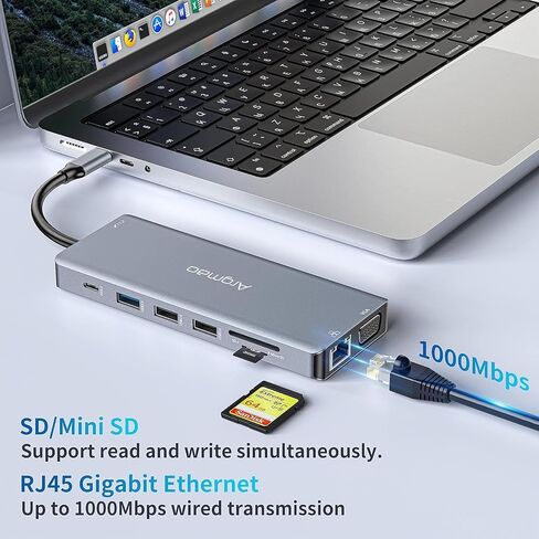 14 in 2 USB C Laptop Docking Station for MacBook Pro Air with Triple Different Display, Dual Monitor 4K@60Hz Multiport Type C Adapter, 2 HDMI & DP, USB C/A Port, PD, Ethernet, SD/TF, Audio/Mic in Saudi Arabia