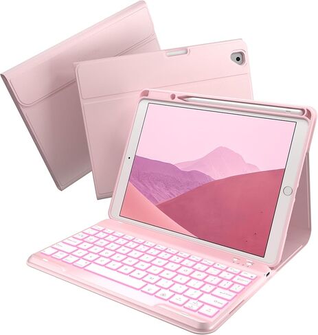 حافظة typecase Folio iPad الجيل التاسع مع لوحة مفاتيح 10.2 بوصة - غطاء نحيف قابل للفصل بإضاءة خلفية مع حامل أقلام، متوافق مع iPad 8th/7th Gen، Pro 10.5، Air 3rd Gen (أسود داكن) in Saudi Arabia