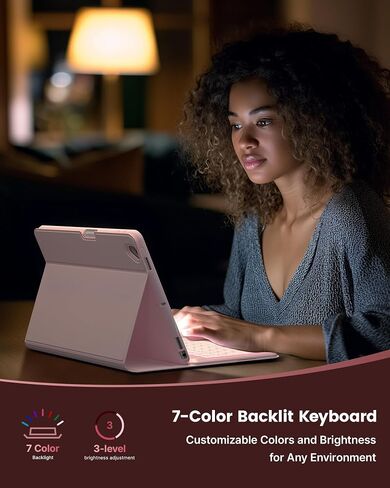حافظة typecase Folio iPad الجيل التاسع مع لوحة مفاتيح 10.2 بوصة - غطاء نحيف قابل للفصل بإضاءة خلفية مع حامل أقلام، متوافق مع iPad 8th/7th Gen، Pro 10.5، Air 3rd Gen (أسود داكن) in Saudi Arabia