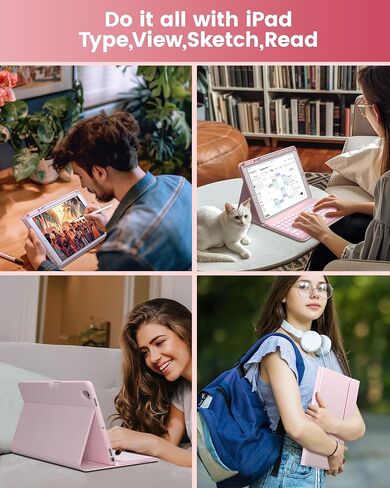 حافظة typecase Folio iPad الجيل التاسع مع لوحة مفاتيح 10.2 بوصة - غطاء نحيف قابل للفصل بإضاءة خلفية مع حامل أقلام، متوافق مع iPad 8th/7th Gen، Pro 10.5، Air 3rd Gen (أسود داكن) in Saudi Arabia
