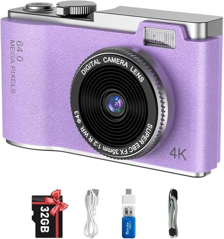 كاميرا رقمية، كاميرا FHD 1080P للأطفال، كاميرات رقمية بدقة 64 ميجابكسل مع بطاقة SD سعة 32 جيجابايت، تكبير 16X، كاميرا صغيرة مدمجة للأطفال الأولاد والبنات، هدايا مثالية لعيد الميلاد وأعياد الميلاد (وردي) in Saudi Arabia