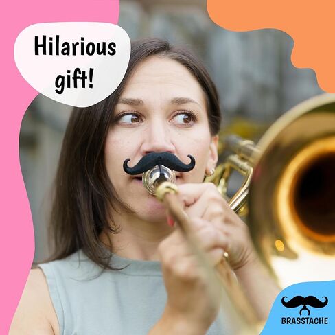 شارب Brasstache 2.0 الأصلي - [عبوة من قطعتين] مزود بمشبك لقطعة الفم Tuba، مقاس XL وإصدار كومبو للمقود in Kuwait