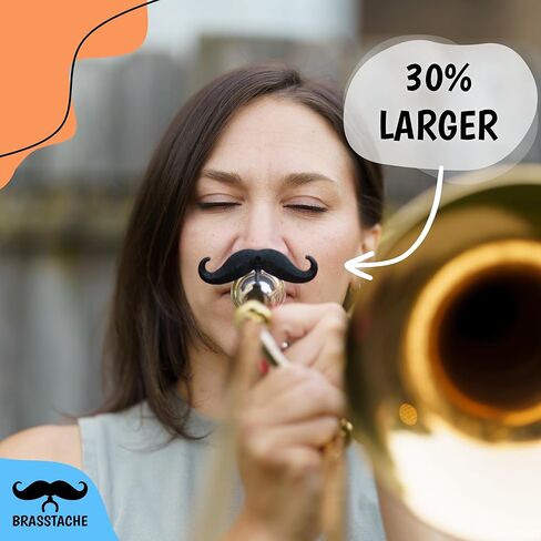شارب Brasstache 2.0 الأصلي - [عبوة من قطعتين] مزود بمشبك لقطعة الفم Tuba، مقاس XL وإصدار كومبو للمقود in Kuwait