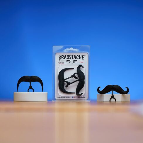 شارب Brasstache 2.0 الأصلي - [عبوة من قطعتين] مزود بمشبك لقطعة الفم Tuba، مقاس XL وإصدار كومبو للمقود in Kuwait