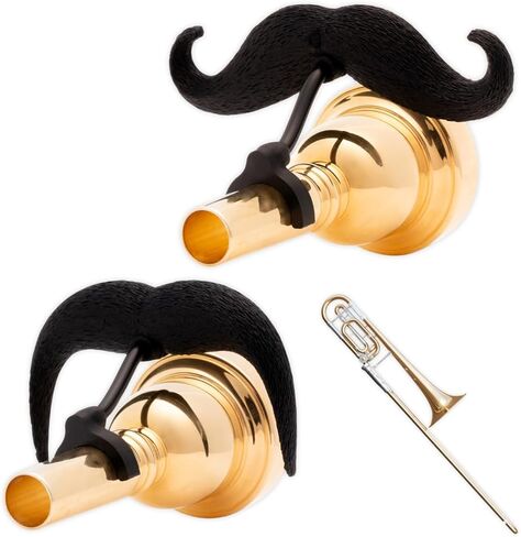 شارب Brasstache 2.0 الأصلي - [عبوة من قطعتين] مزود بمشبك لقطعة الفم Tuba، مقاس XL وإصدار كومبو للمقود in Kuwait