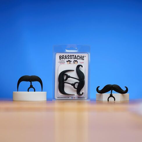 شارب Brasstache 2.0 الأصلي - [عبوة من قطعتين] مزود بمشبك لقطعة الفم Tuba، مقاس XL وإصدار كومبو للمقود in Kuwait