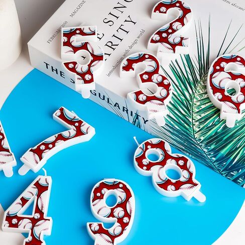 Baseball Birthday Number 1 Candles,Blue White Baseball Birthday Candles for Cake,Baseball Themed Candle Cake Topper for Baseball Lover Player Decorations Anniversary Celebrations Supplies (Number 1) in Kuwait