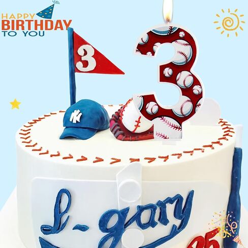 Baseball Birthday Number 1 Candles,Blue White Baseball Birthday Candles for Cake,Baseball Themed Candle Cake Topper for Baseball Lover Player Decorations Anniversary Celebrations Supplies (Number 1) in Kuwait