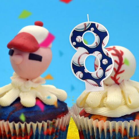 Baseball Birthday Number 1 Candles,Blue White Baseball Birthday Candles for Cake,Baseball Themed Candle Cake Topper for Baseball Lover Player Decorations Anniversary Celebrations Supplies (Number 1) in Kuwait