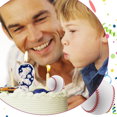 Baseball Birthday Number 1 Candles,Blue White Baseball Birthday Candles for Cake,Baseball Themed Candle Cake Topper for Baseball Lover Player Decorations Anniversary Celebrations Supplies (Number 1) in Kuwait