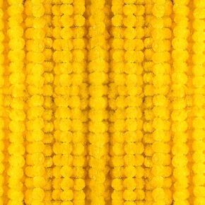 6 Pcs× 5 Feet Long Marigold Flowers Garland Bulk Indian Wedding Party Mantel Decoration Artificial Dia de Los Muertos Decorations for Altar Faux Flower Garland for Diwali, Bush Floral Party(Yellow)