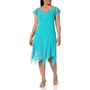 J Kara Women's Flutter Sleeve Hanky Hem Short Cocktail Beaded Dress in Saudi Arabia