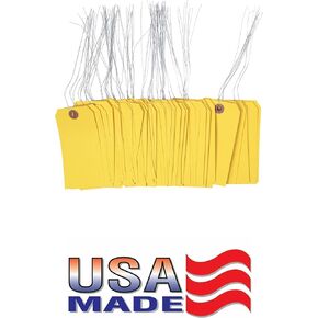Gitway 100 Yellow Tags with Wire Size 5 Measurements 4 34 inch x 2 38 inch