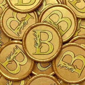 25Pcs Wax Seal Stickers Handmade Vintage Botanical Leaves Adhesive Letter Wax Stickers for Wedding Party Invitations, Envelope, Gift Wrap, Christmas(Initial B, Gold)
