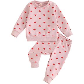 Cute Baby Girl Clothes Long Sleeve Print Sweatshirt Top and Pants Set Toddler Girl Fall Outfits