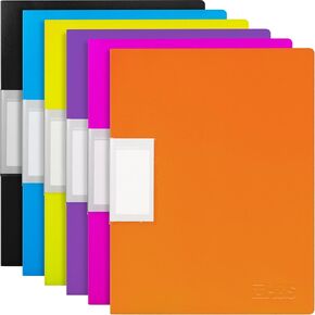 H&S A4 Portfolio Binder - 6pcs - Presentation Folder Set with 30 Removable Clear Plastic Sleeves - Multi-Colored Display Folders