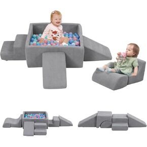 6 Pieces Foam Climbing Blocks with Ball Pit,Kids Soft Play Climbing for Toddlers,Baby Climbing Toys Indoor,Modular Washable PlaySet for Playroom,Crawl & Tumble Products,Colorful(Balls Not Included)