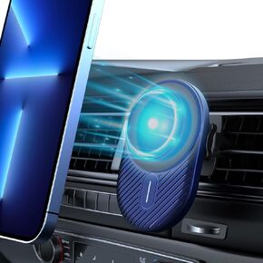 شاحن سيارة مغناطيسي لاسلكي حامل منفذ لهاتف iPhone 12/12 Pro/Mini/Pro Max شاحن سيارة مغناطيسي 15 وات حامل هاتف آمن للشحن اللاسلكي منفذ الهواء جبل شاحن