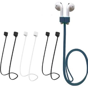 Suitable for AirPods Magnetic Anti Loss Strap, Soft Silicone Strap, Compatible with Generation 1.2.3, Neck Strap, White/black