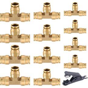 CheeMuii 43 PCS Brass DOT Air Brake Line Fittings 1/4" 3/8" 1/2" Push to Connect Fittings Quick Connect & NPT Thread Tube Air Hose Fittings Repair Kit for Truck or Industrial Air System