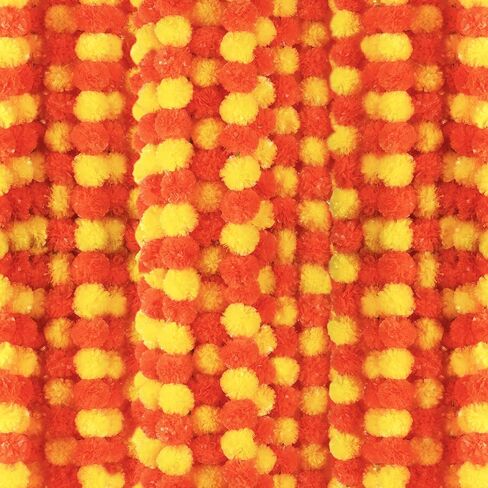 6 Pcs× 5 Feet Long Marigold Flowers Garland Bulk Indian Wedding Party Mantel Decoration Artificial Dia de Los Muertos Decorations for Altar Faux Flower Garland for Diwali, Bush Floral Party(Yellow) in Kuwait