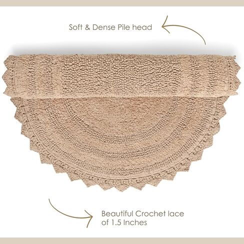 RAJRANG Cotton Bathroom Rug Pack of 2 - Oval 17x24 Inches Crochet Reversible Boho Bath Mat - Sand in Kuwait