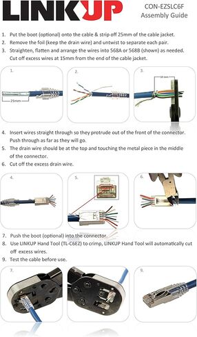 LINKUP - [5 ألوان] موصلات RJ45 Cat6 UTP بدون تشابك أطراف تمرير EZ | إيثرنت كات 6 8P8C التوصيل الصلب | UTP جيجابت جولة كابل موصل | بلاتينيوم 50 مي مطلي بالذهب عالي الأداء|100 عبوة in Kuwait