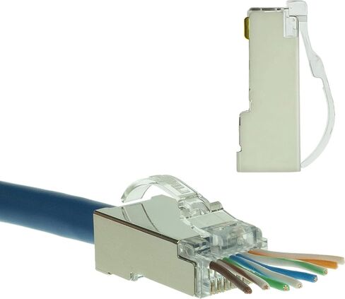 LINKUP - [5 ألوان] موصلات RJ45 Cat6 UTP بدون تشابك أطراف تمرير EZ | إيثرنت كات 6 8P8C التوصيل الصلب | UTP جيجابت جولة كابل موصل | بلاتينيوم 50 مي مطلي بالذهب عالي الأداء|100 عبوة in Kuwait