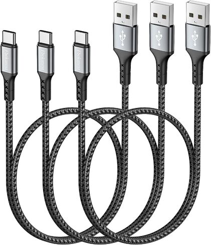 كابل USB C قصير بطول 1 قدم 3 حزم، 12 بوصة 3 أمبير USB إلى USB C شاحن سريع مضفر من النوع C سلك لهاتف Samsung Galaxy S10 S9 S8 Plus Note 9 8، بنك الطاقة وأجهزة USB-C الأخرى in Saudi Arabia
