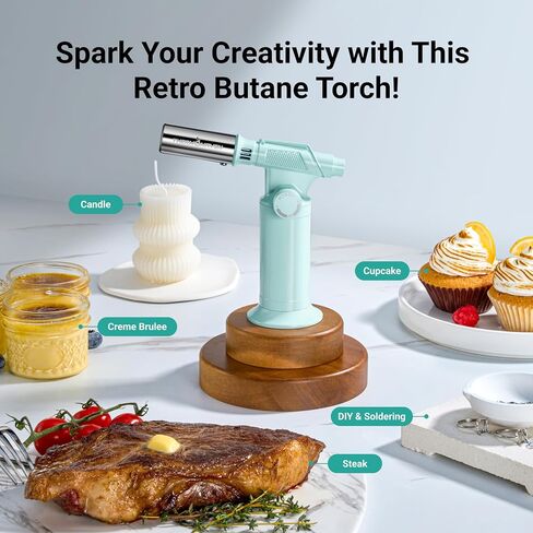 Metal Butane Torch, Kitchen Torch Lighter, Refillable Cooking Blow Torch, Fit All Butane Tanks with Adjustable Flame for Culinary Food, Brulee, Baking, Soldering, DIY (Fuel Not Included) in Saudi Arabia