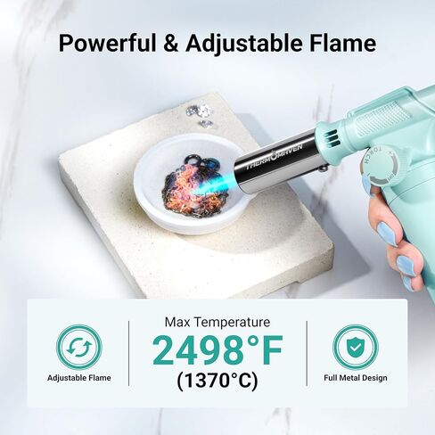 Metal Butane Torch, Kitchen Torch Lighter, Refillable Cooking Blow Torch, Fit All Butane Tanks with Adjustable Flame for Culinary Food, Brulee, Baking, Soldering, DIY (Fuel Not Included) in Saudi Arabia