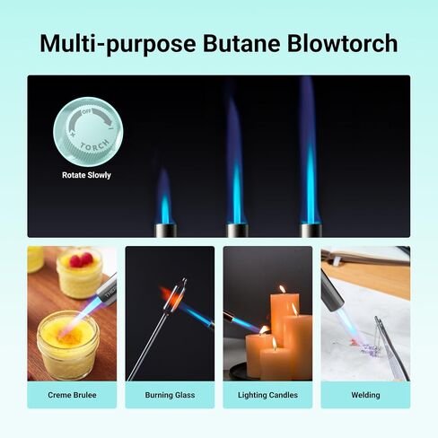 Metal Butane Torch, Kitchen Torch Lighter, Refillable Cooking Blow Torch, Fit All Butane Tanks with Adjustable Flame for Culinary Food, Brulee, Baking, Soldering, DIY (Fuel Not Included) in Saudi Arabia
