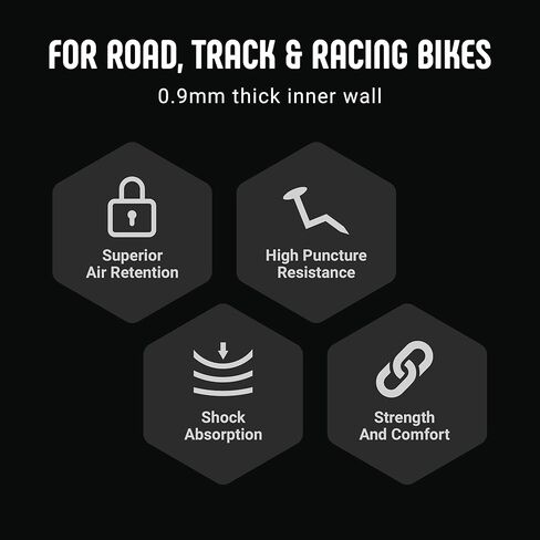 أنابيب Vittoria Standard Butyl الداخلية - أنابيب داخلية لدراجات الطرق والمسارات - صمام بريستا - مطاط صناعي - جدار داخلي بسمك 0.9 مم - أسود in Kuwait