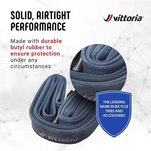أنابيب Vittoria Standard Butyl الداخلية - أنابيب داخلية لدراجات الطرق والمسارات - صمام بريستا - مطاط صناعي - جدار داخلي بسمك 0.9 مم - أسود in Kuwait
