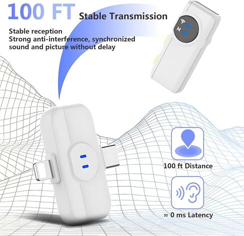 wedaniya Wireless Lavalier Lapel Microphone for iPhone iPad: 2 Clip on Microphones for Phone Video Recording, Professional Lav Mic for YouTube | Interview | Podcast | Vlog | Tiktok | Live Stream in Saudi Arabia